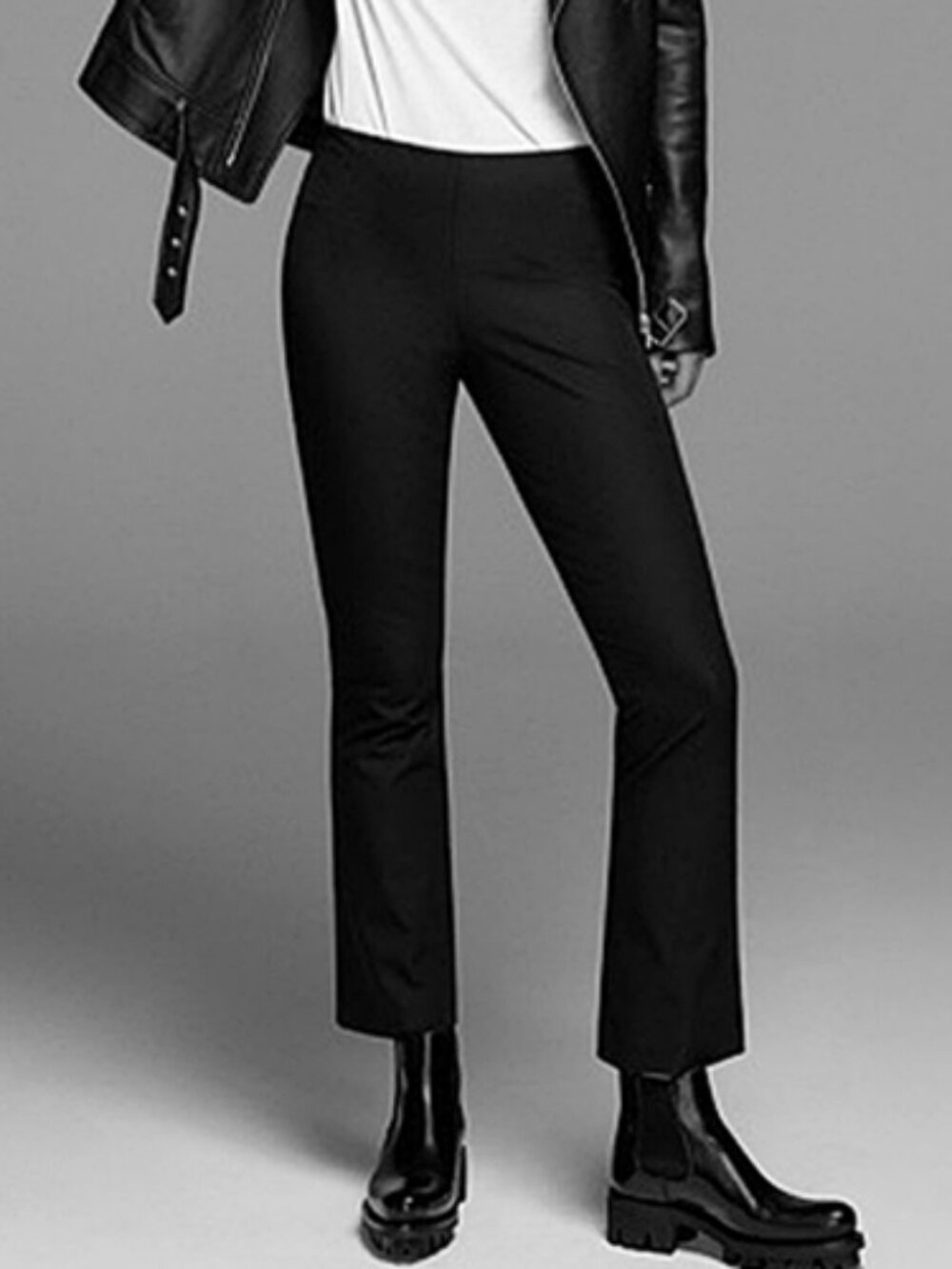 NWT $275 Theory Black Hartsdale Stretch Cotton Straight Crop Pants SIZE 2